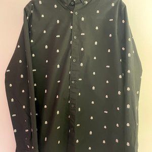 STAR WARS Pattern Men's Long Sleeve Black  Button Up